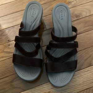Crocs Brown wedge sandal size 9